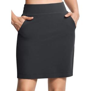 imageTHE GYM PEOPLE Womens Golf Skorts Modest Knee Length Athletic Tennis Skirts Builtin Shorts with 4 PocketsDark Grey
