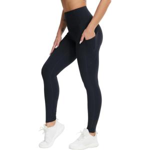 imageTHE GYM PEOPLE Womens High Waist Yoga Pants Buttery Soft Stretchy Tummy Control Workout Athletic Leggings with PocketsBlack