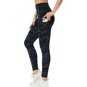 imageTHE GYM PEOPLE Womens High Waist Yoga Pants Buttery Soft Stretchy Tummy Control Workout Athletic Leggings with PocketsBlackgrey Camo