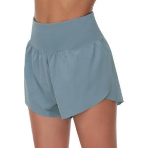 imageTHE GYM PEOPLE Womens High Waisted Running Shorts Mesh Liner Side Split Workout Shorts Zipper PocketDenim Blue