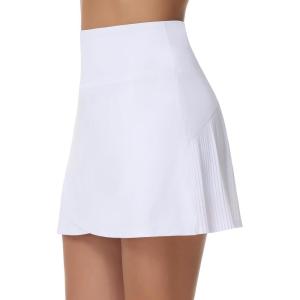 imageTHE GYM PEOPLE Womens High Waisted Tennis Skirts Crossover Hemline Back Pleated Golf Skorts with Inner ShortsWhite