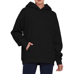 imageTHE GYM PEOPLE Womens Oversized Hoodie Loose fit Soft Fleece Pullover Hooded Sweatshirt With PocketsBlack