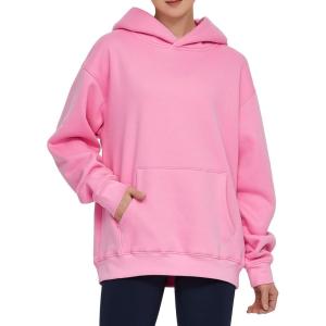 imageTHE GYM PEOPLE Womens Oversized Hoodie Loose fit Soft Fleece Pullover Hooded Sweatshirt With PocketsPink