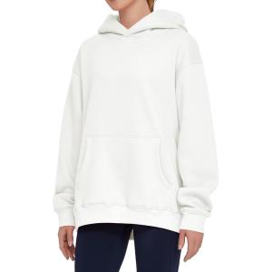 imageTHE GYM PEOPLE Womens Oversized Hoodie Loose fit Soft Fleece Pullover Hooded Sweatshirt With PocketsWhite
