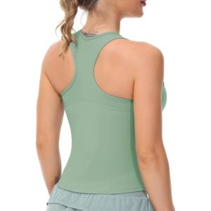imageTHE GYM PEOPLE Womens Racerback Workout Tank Tops with Built in Bra Sleeveless Slim FitJasmine Green