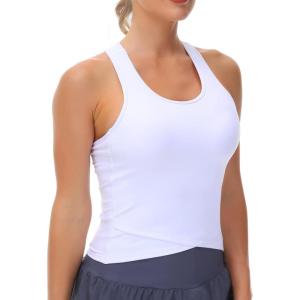 imageTHE GYM PEOPLE Womens Racerback Workout Tank Tops with Built in Bra Sleeveless Slim FitWhite