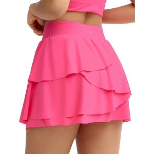 imageTHE GYM PEOPLE Womens Tiered Petal Tennis Skirts Ruffle Golf Skorts Builtin Shorts with PocketsBright Pink