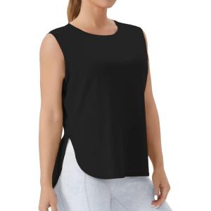 imageTHE GYM PEOPLE Womens Workout Tank Tops Loose Fit Sleeveless Cotton Running ShirtsBlack