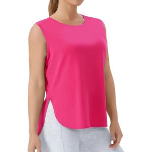 imageTHE GYM PEOPLE Womens Workout Tank Tops Loose Fit Sleeveless Cotton Running ShirtsBright Pink