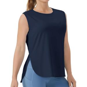 imageTHE GYM PEOPLE Womens Workout Tank Tops Loose Fit Sleeveless Cotton Running ShirtsDark Navy Blue