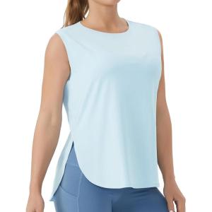 imageTHE GYM PEOPLE Womens Workout Tank Tops Loose Fit Sleeveless Cotton Running ShirtsLight Blue