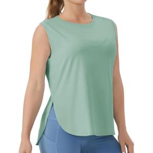 imageTHE GYM PEOPLE Womens Workout Tank Tops Loose Fit Sleeveless Cotton Running ShirtsLight Green