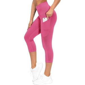 imageTHE GYM PEOPLE Womens Yoga Pants High Waist with Pocket Tummy ControlBright Pink