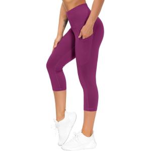 imageTHE GYM PEOPLE Womens Yoga Pants High Waist with Pocket Tummy ControlFuchsia
