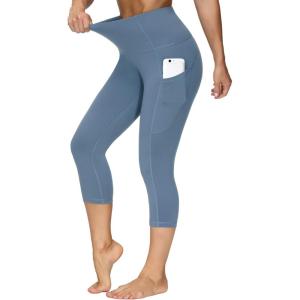 imageTHE GYM PEOPLE Womens Yoga Pants High Waist with Pocket Tummy ControlGrey Blue