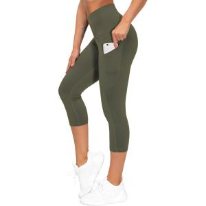 imageTHE GYM PEOPLE Womens Yoga Pants High Waist with Pocket Tummy ControlOlive Green