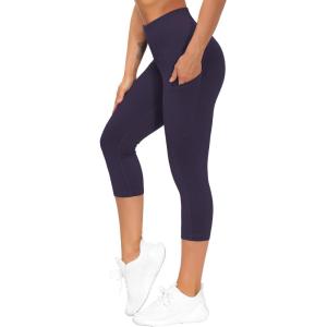 imageTHE GYM PEOPLE Womens Yoga Pants High Waist with Pocket Tummy ControlPureple