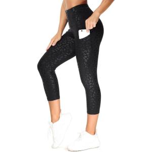 imageTHE GYM PEOPLE Womens Yoga Pants High Waist with Pocket Tummy ControlSilverBlack