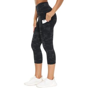 imageTHE GYM PEOPLE Womens Yoga Pants High Waist with Pocket Tummy ControlZcapris Dark Camo