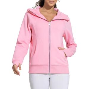 imageTHE GYM PEOPLE Womens Zip Up Hoodies Fleece Workout Jackets Sweatshirts with Pockets Thumb HolePink