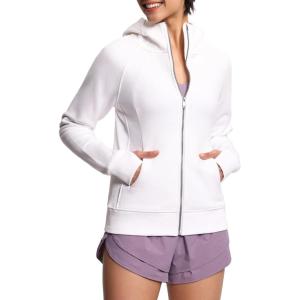 imageTHE GYM PEOPLE Womens Zip Up Hoodies Fleece Workout Jackets Sweatshirts with Pockets Thumb HoleWhite