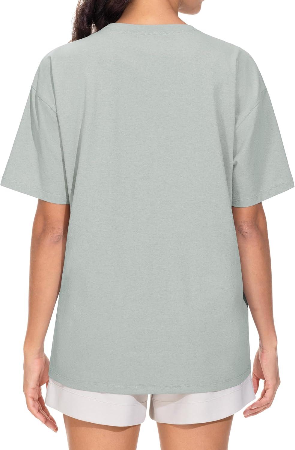 imageTHE GYM PEOPLE 2 Pack Womens Oversized T Shirts Casual Loose Fit Short Sleeve Tops Summer Crewneck Basic TeesBlackGrey