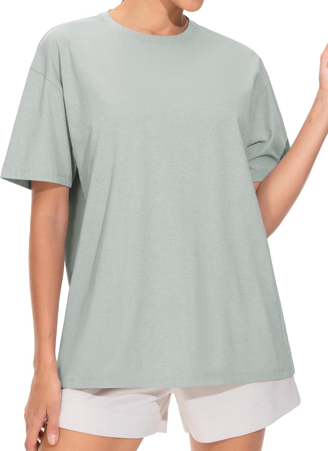 imageTHE GYM PEOPLE 2 Pack Womens Oversized T Shirts Casual Loose Fit Short Sleeve Tops Summer Crewneck Basic TeesBlackGrey