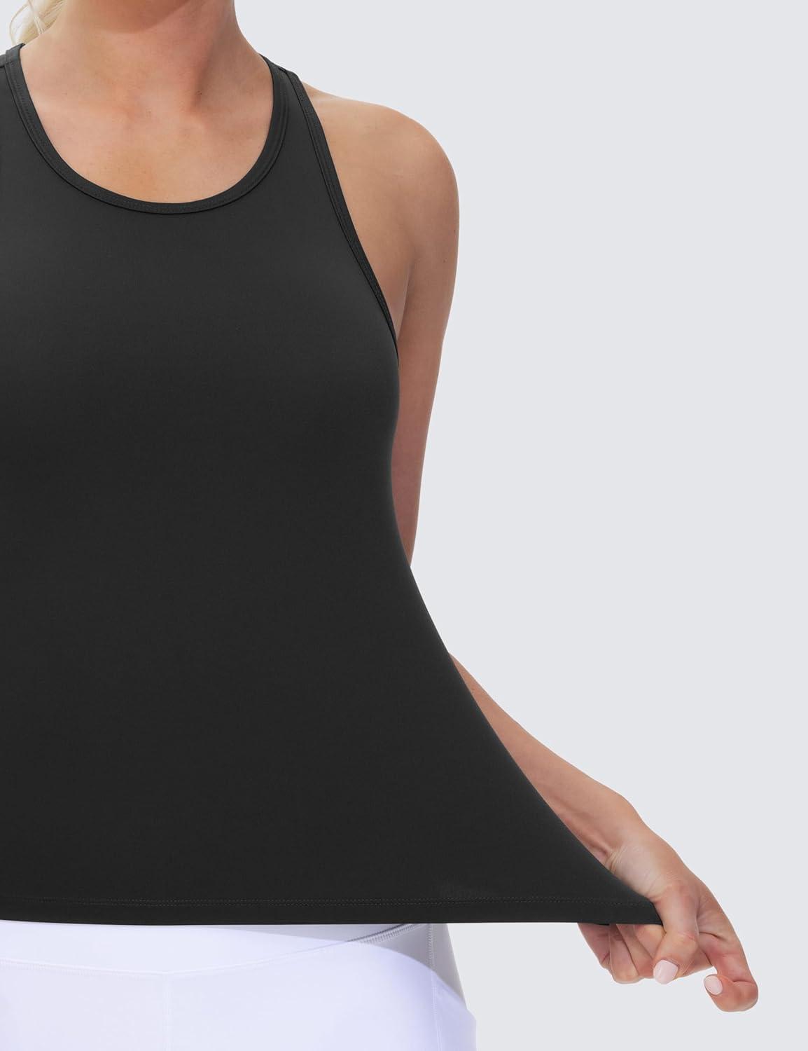 imageTHE GYM PEOPLE Racerback Workout Tank Tops for Women Slim Fit Sleeveless Basic Athletic Running Yoga ShirtsBlack
