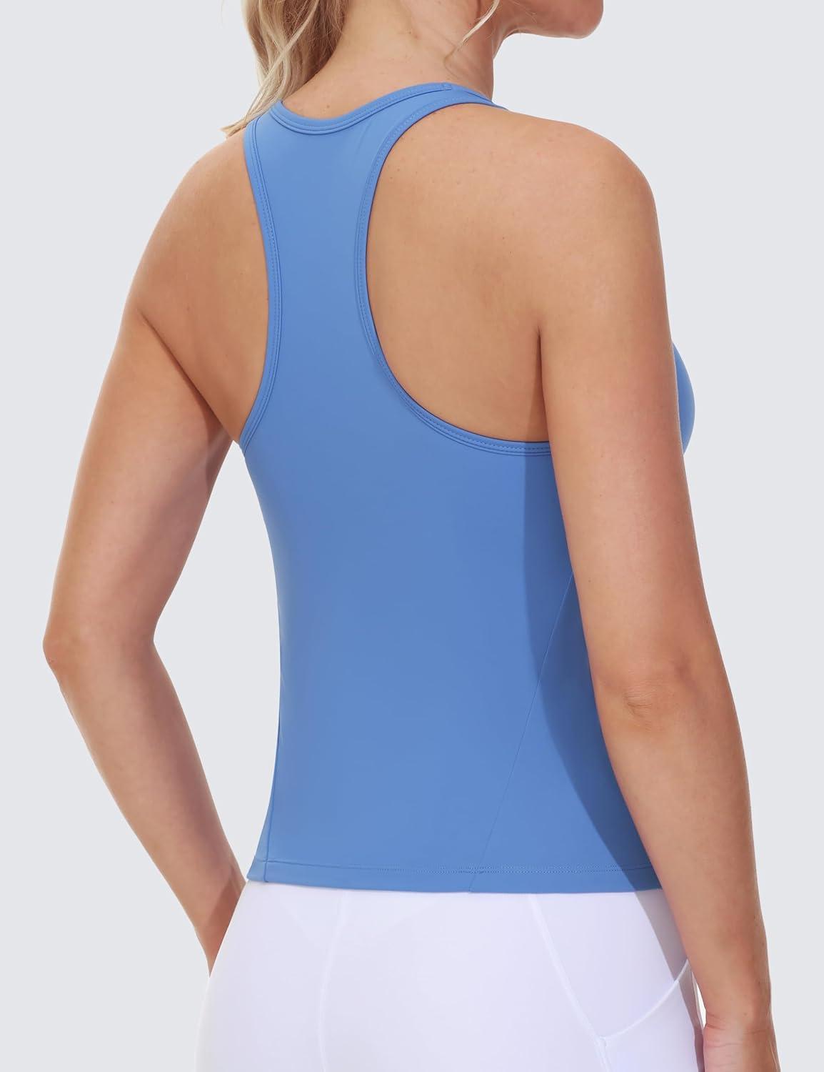 imageTHE GYM PEOPLE Racerback Workout Tank Tops for Women Slim Fit Sleeveless Basic Athletic Running Yoga ShirtsSea Blue