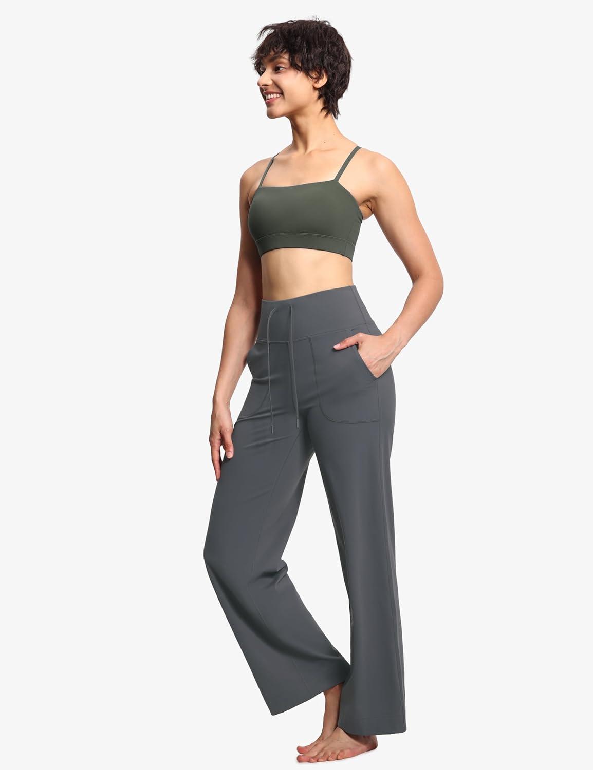 imageTHE GYM PEOPLE Womens Adjustable Spaghetti Strap Sports Bras Wirefree Workout Tops with Removable PaddedBean Brown