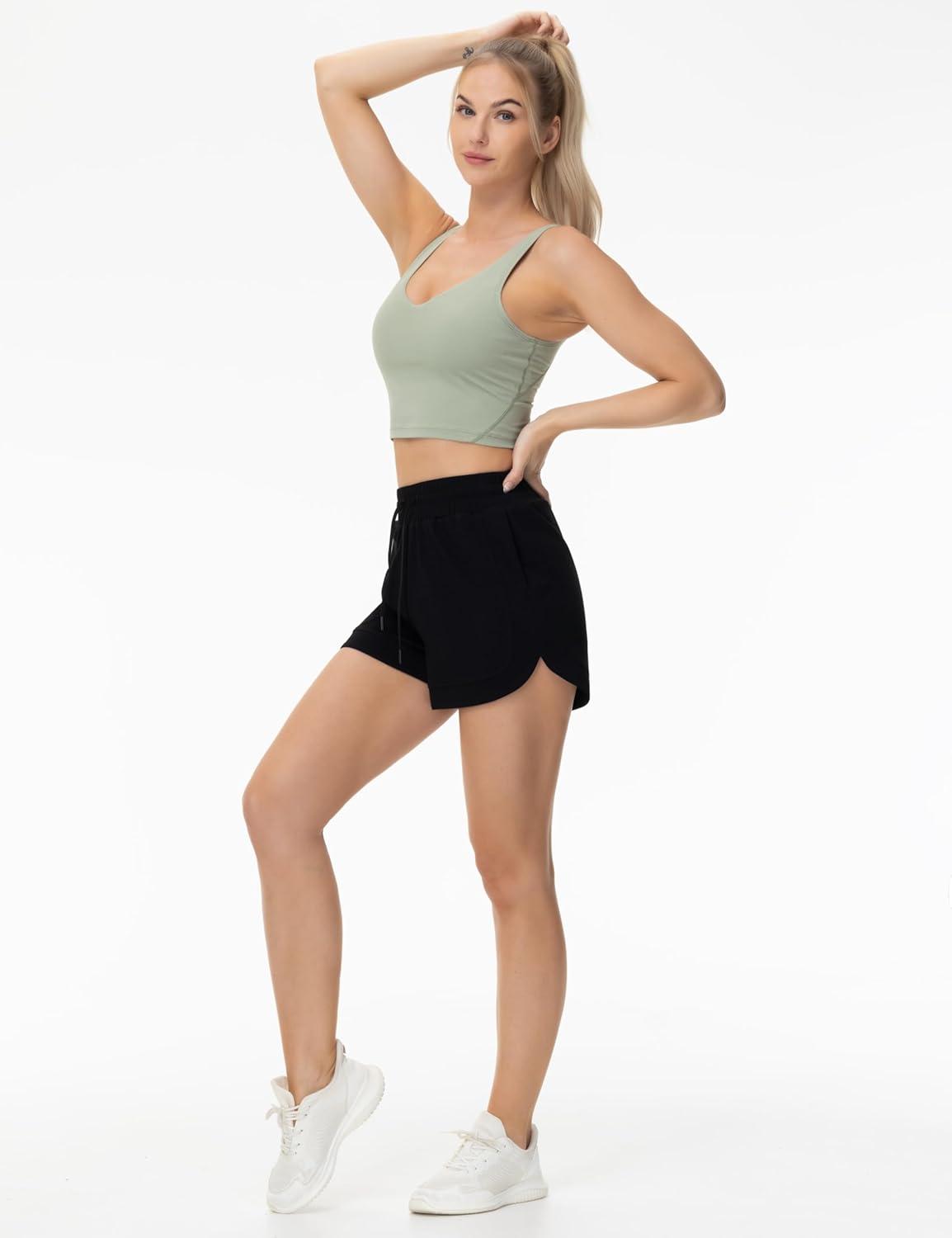 imageTHE GYM PEOPLE Womens Drawstring Sweat Shorts Soft Comfy Dolphin Workout Running Lounge Shorts with PocketsBlack