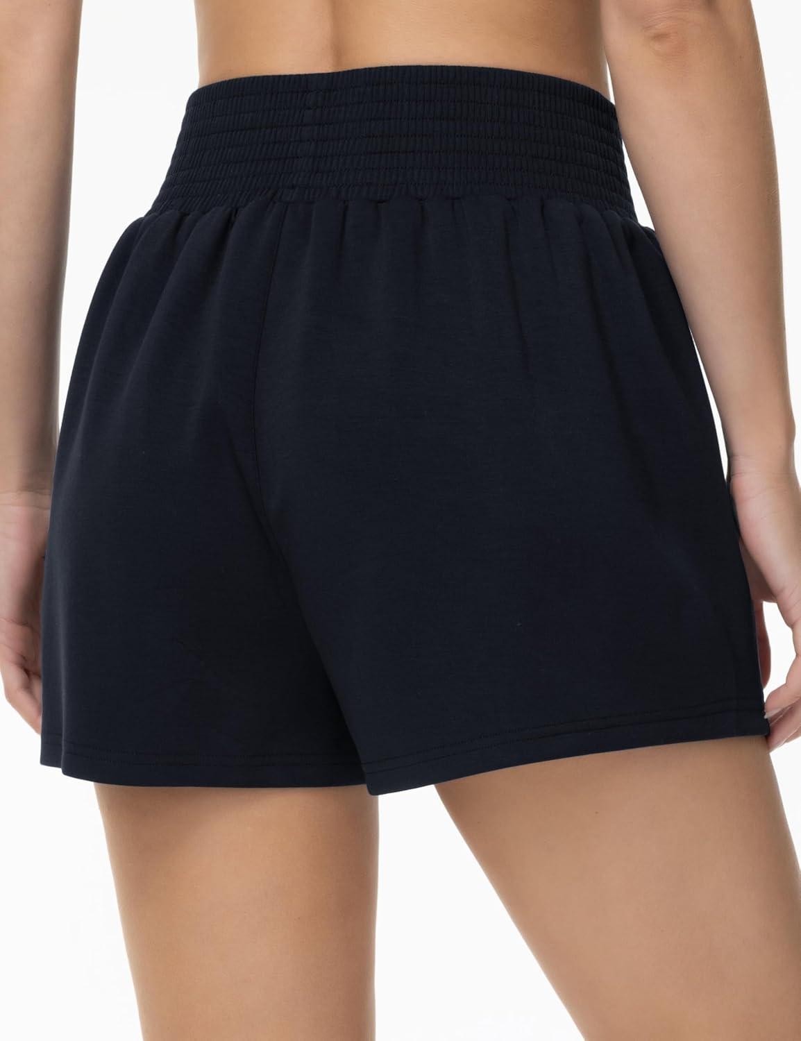 imageTHE GYM PEOPLE Womens High Waist Sweat Shorts Summer Athletic Lounge Short with Zipper PocketsBlack