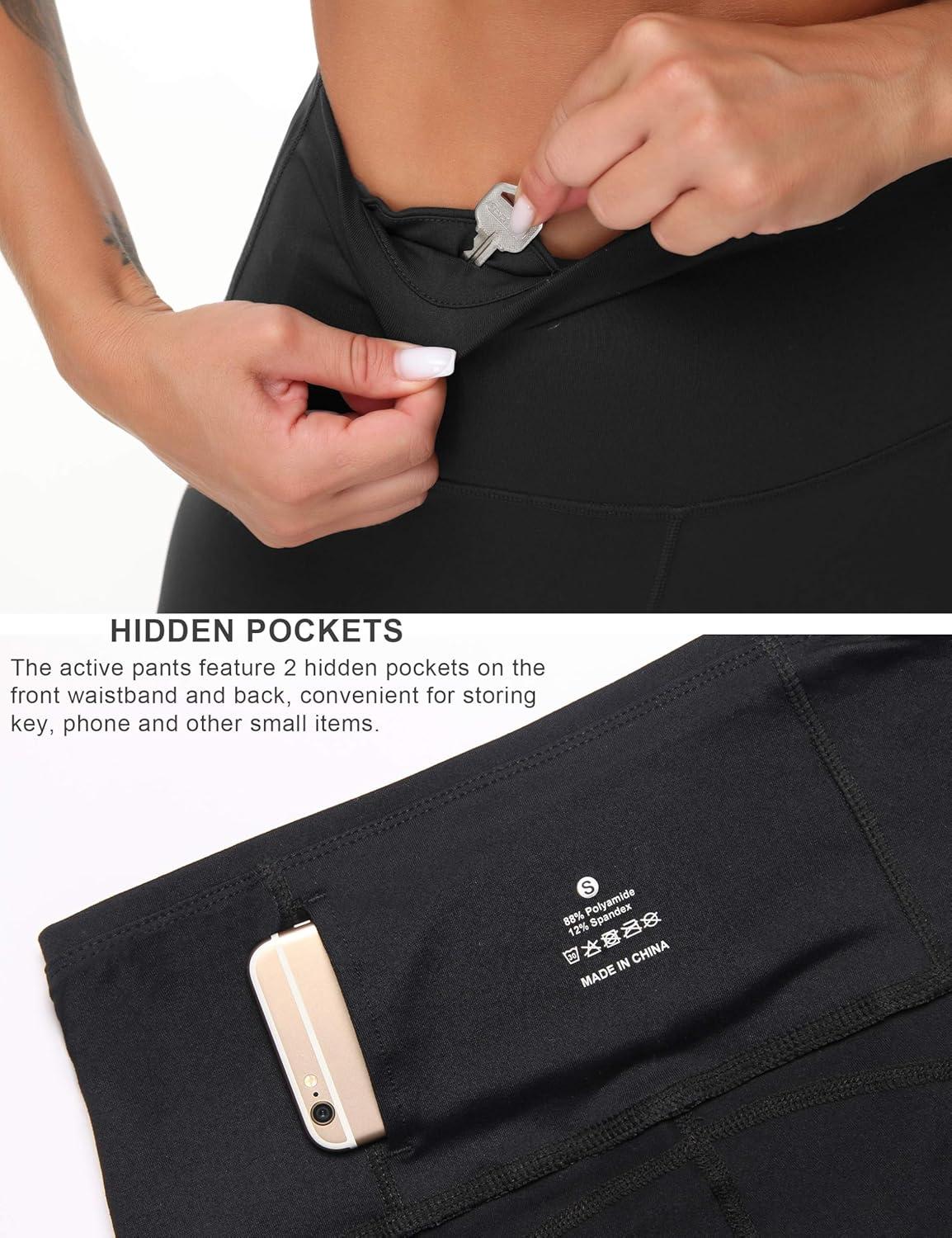 imageTHE GYM PEOPLE Womens High Waist Workout Legging Soft Tummy Control Squat Proof Yoga Running PantsBlack