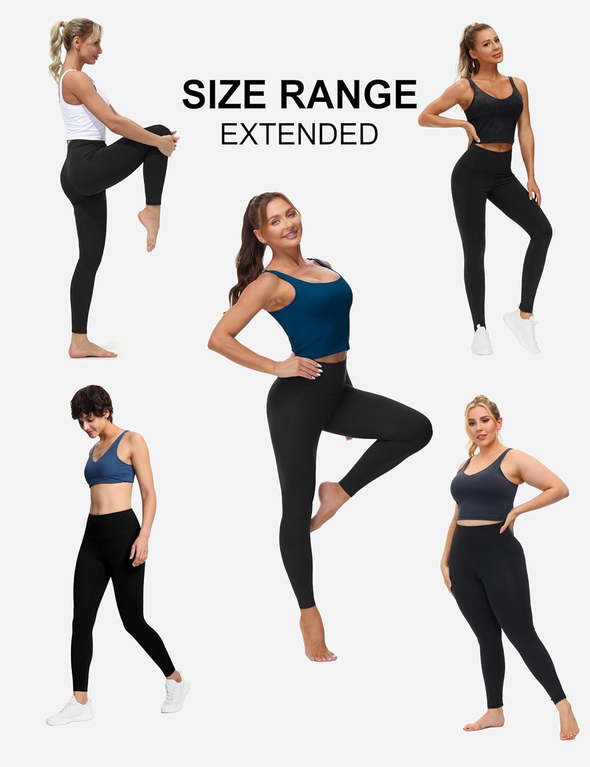 imageTHE GYM PEOPLE Womens High Waist Workout Legging Soft Tummy Control Squat Proof Yoga Running PantsBlack