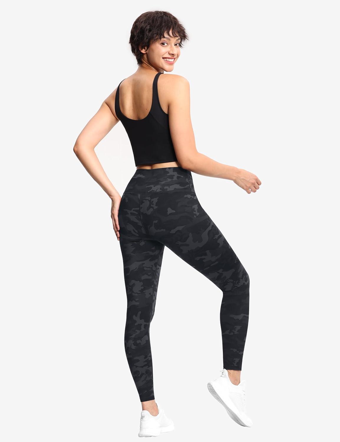 imageTHE GYM PEOPLE Womens High Waist Workout Legging Soft Tummy Control Squat Proof Yoga Running PantsBlueDark GreyBlack
