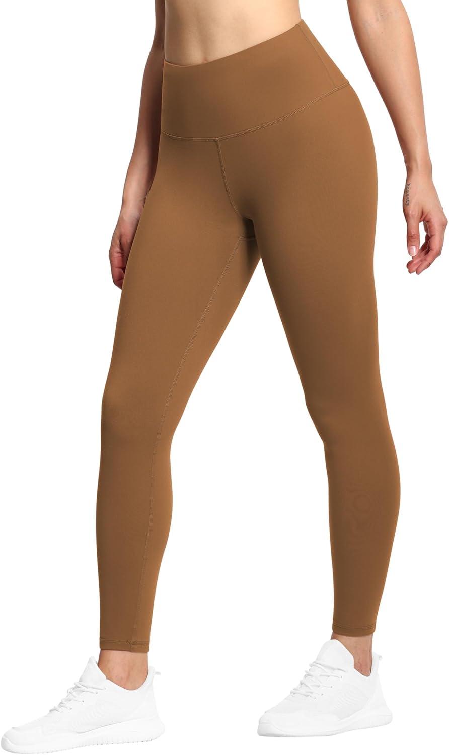 imageTHE GYM PEOPLE Womens High Waist Workout Legging Soft Tummy Control Squat Proof Yoga Running PantsBrown