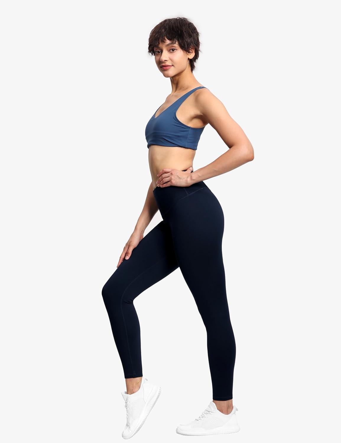 imageTHE GYM PEOPLE Womens High Waist Workout Legging Soft Tummy Control Squat Proof Yoga Running PantsNavy Blue