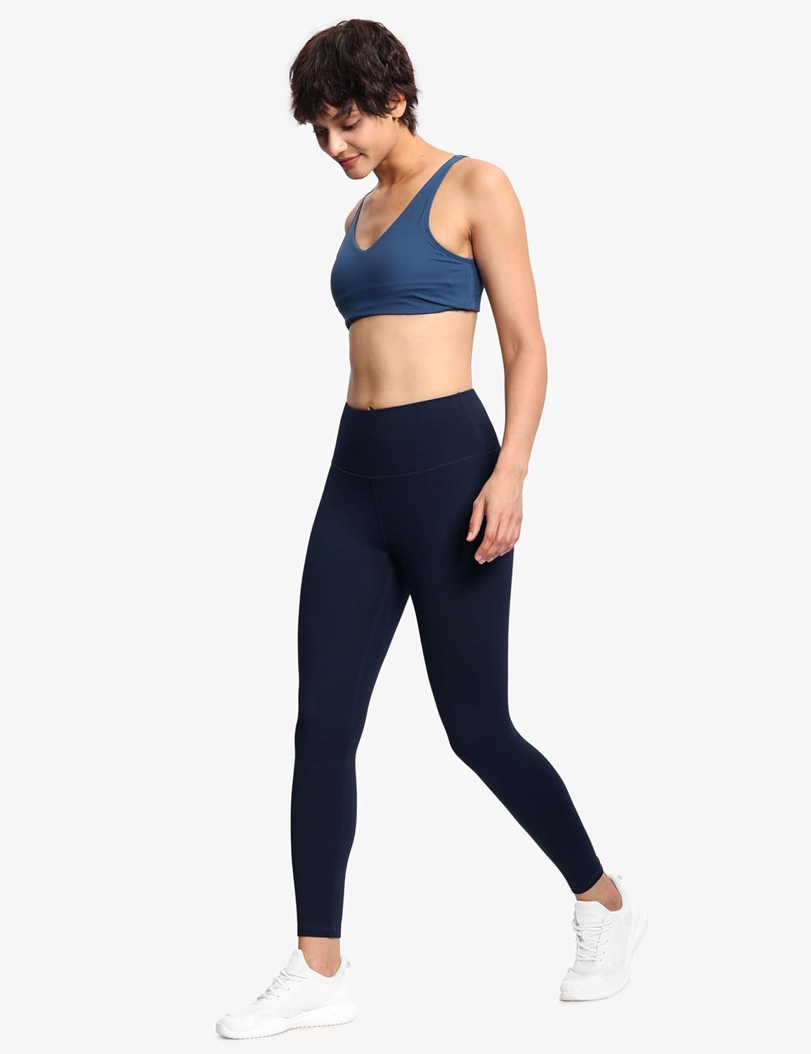 imageTHE GYM PEOPLE Womens High Waist Workout Legging Soft Tummy Control Squat Proof Yoga Running PantsNavy Blue