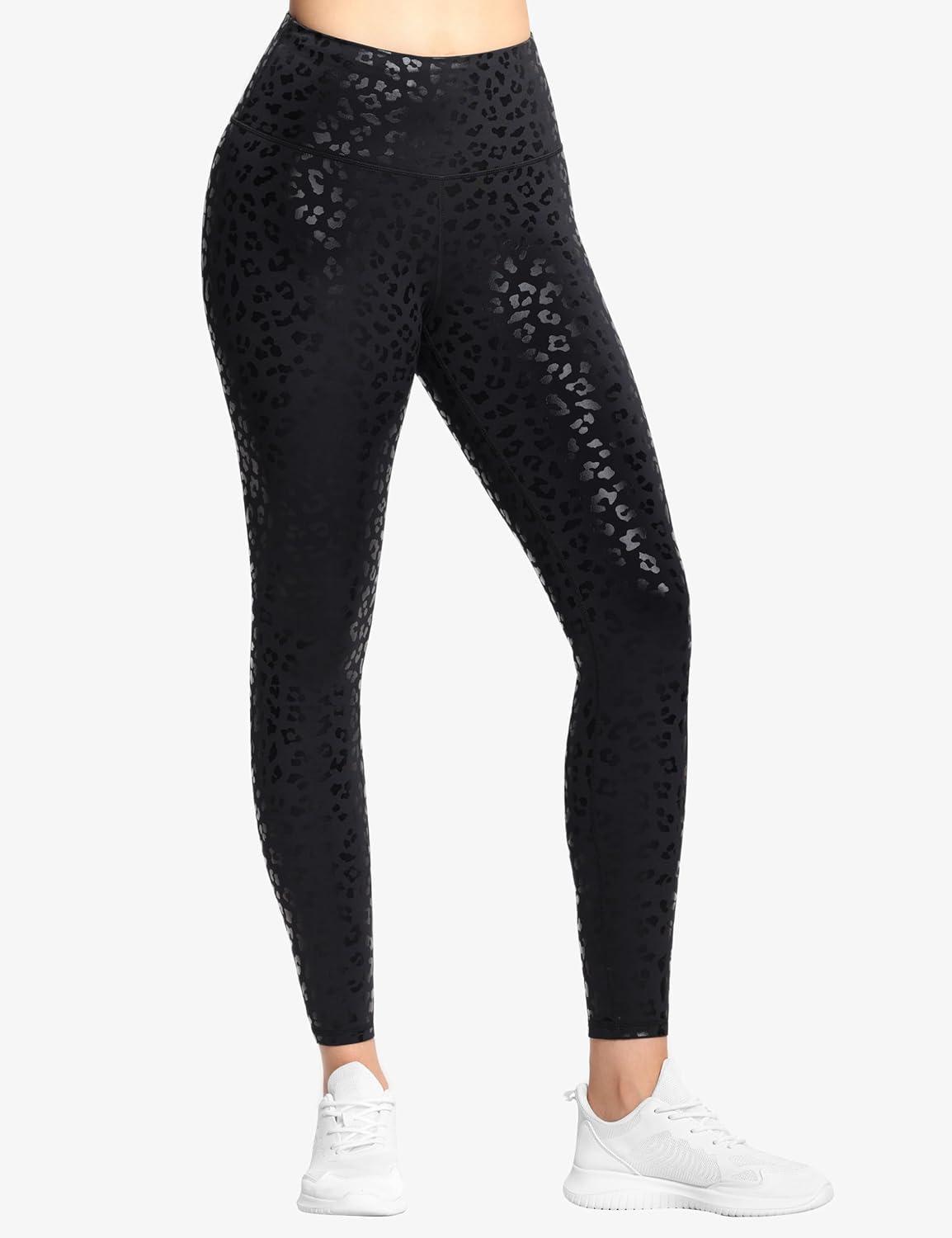 imageTHE GYM PEOPLE Womens High Waist Workout Legging Soft Tummy Control Squat Proof Yoga Running PantsSilverBlack