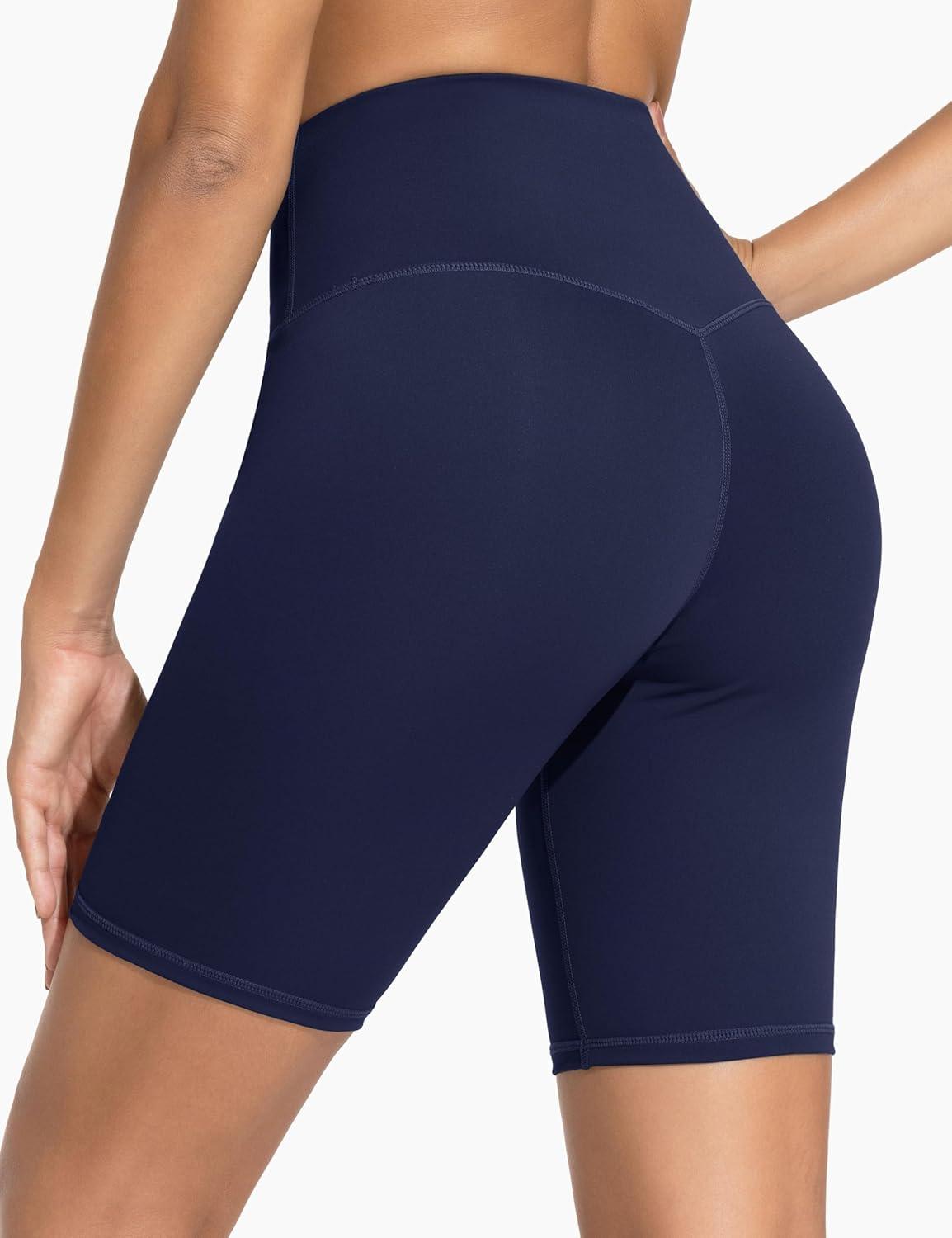 imageTHE GYM PEOPLE Womens High Waist Workout Yoga Shorts Tummy Control Stretchy Biker Running Athletic ShortsBlue