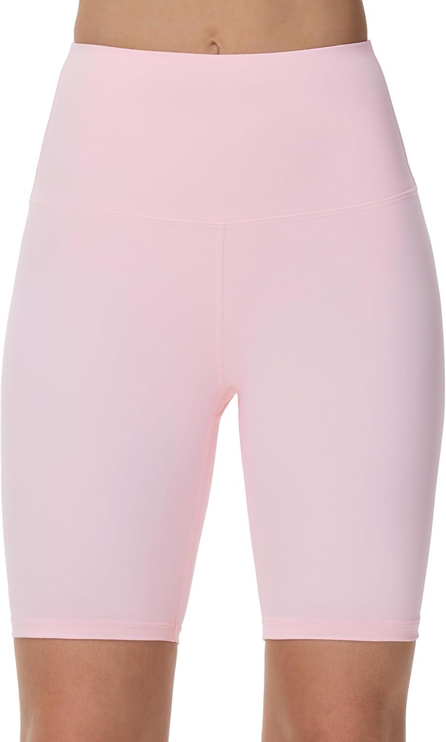 imageTHE GYM PEOPLE Womens High Waist Workout Yoga Shorts Tummy Control Stretchy Biker Running Athletic ShortsLight Pink