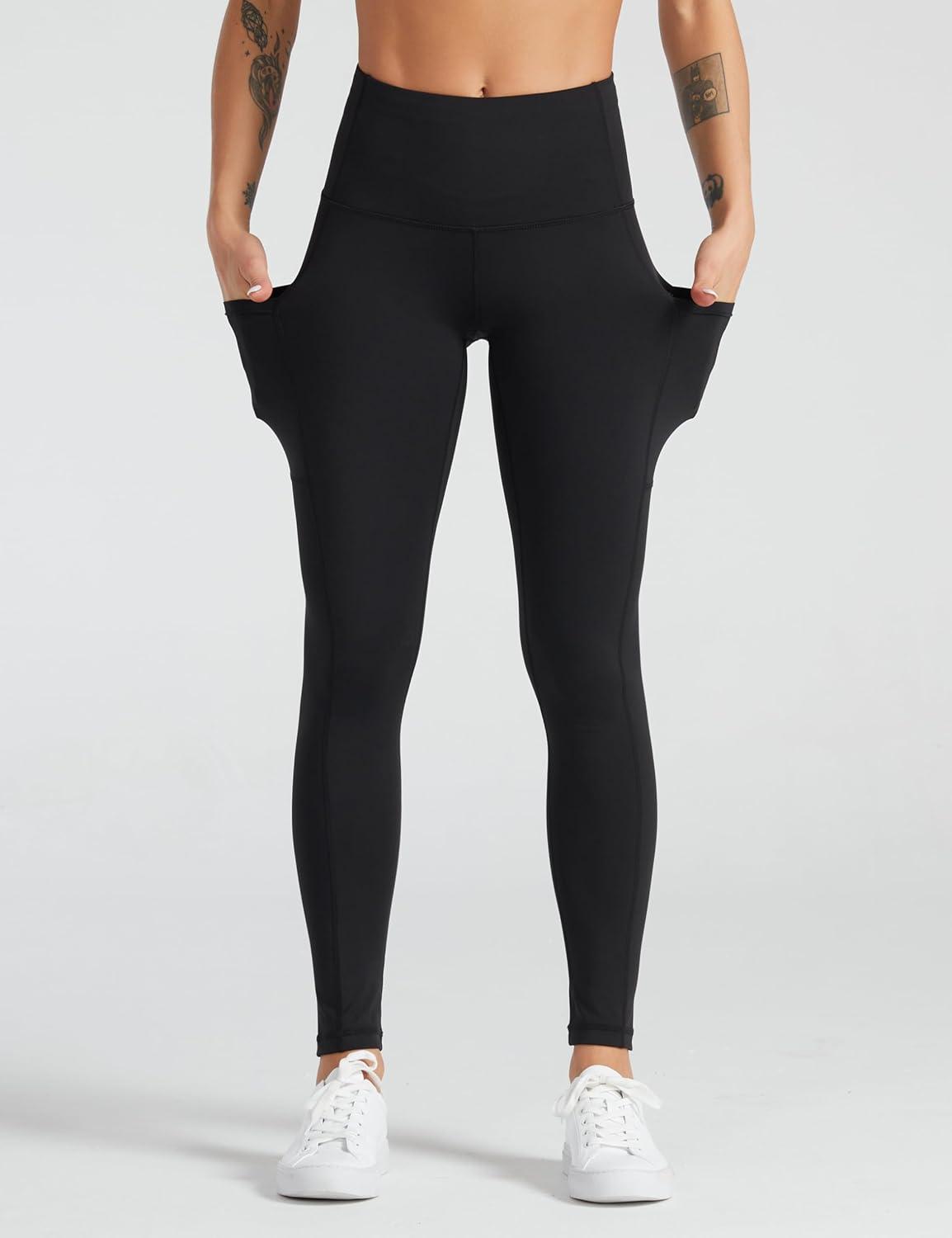 imageTHE GYM PEOPLE Womens High Waist Yoga Pants Soft Tummy Control Athletic Workout Leggings with Deep PocketsBlack