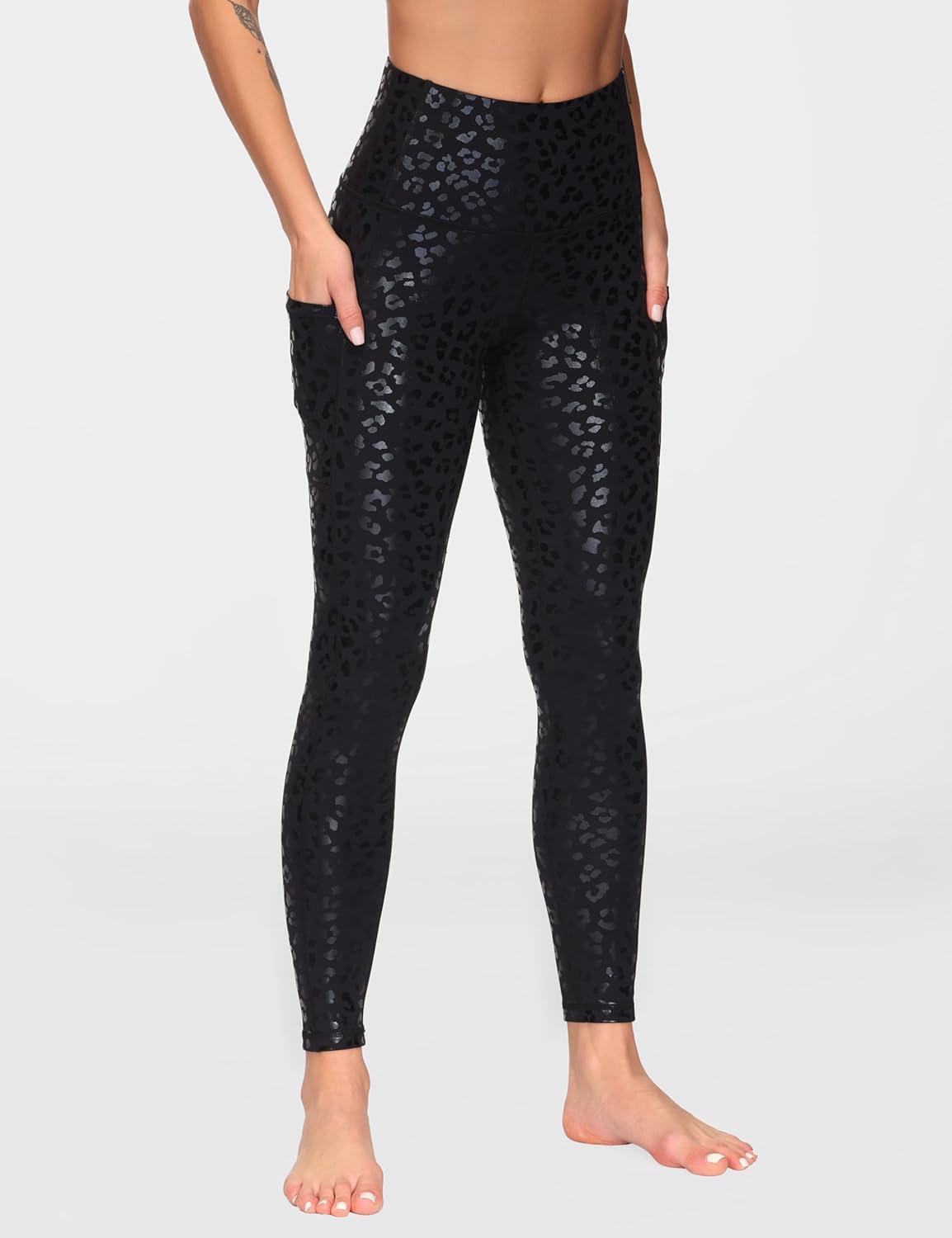 imageTHE GYM PEOPLE Womens High Waist Yoga Pants Soft Tummy Control Athletic Workout Leggings with Deep PocketsBlack Leopard
