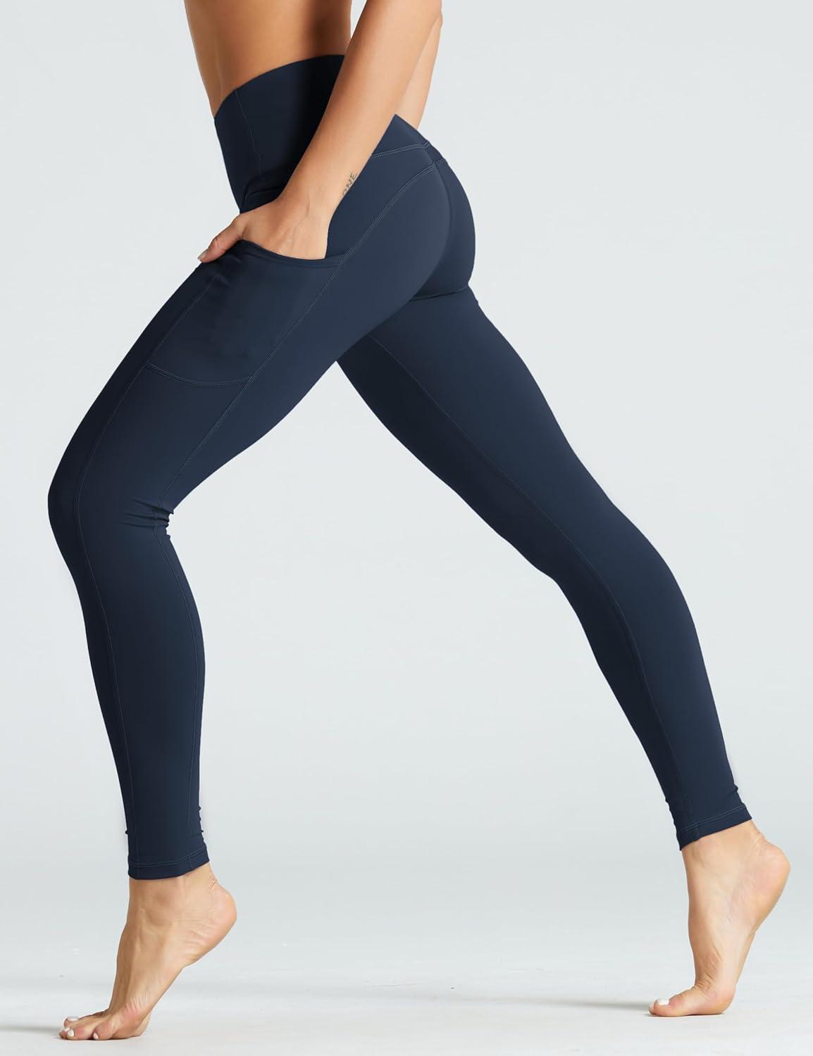 imageTHE GYM PEOPLE Womens High Waist Yoga Pants Soft Tummy Control Athletic Workout Leggings with Deep PocketsNavy Blue
