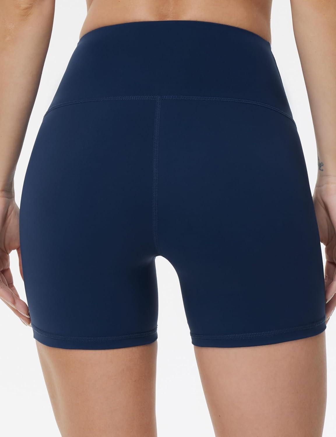 imageTHE GYM PEOPLE Womens High Waist Yoga Workout Shorts Tummy Control Fitness Athletic Running Compression ShortsBlue