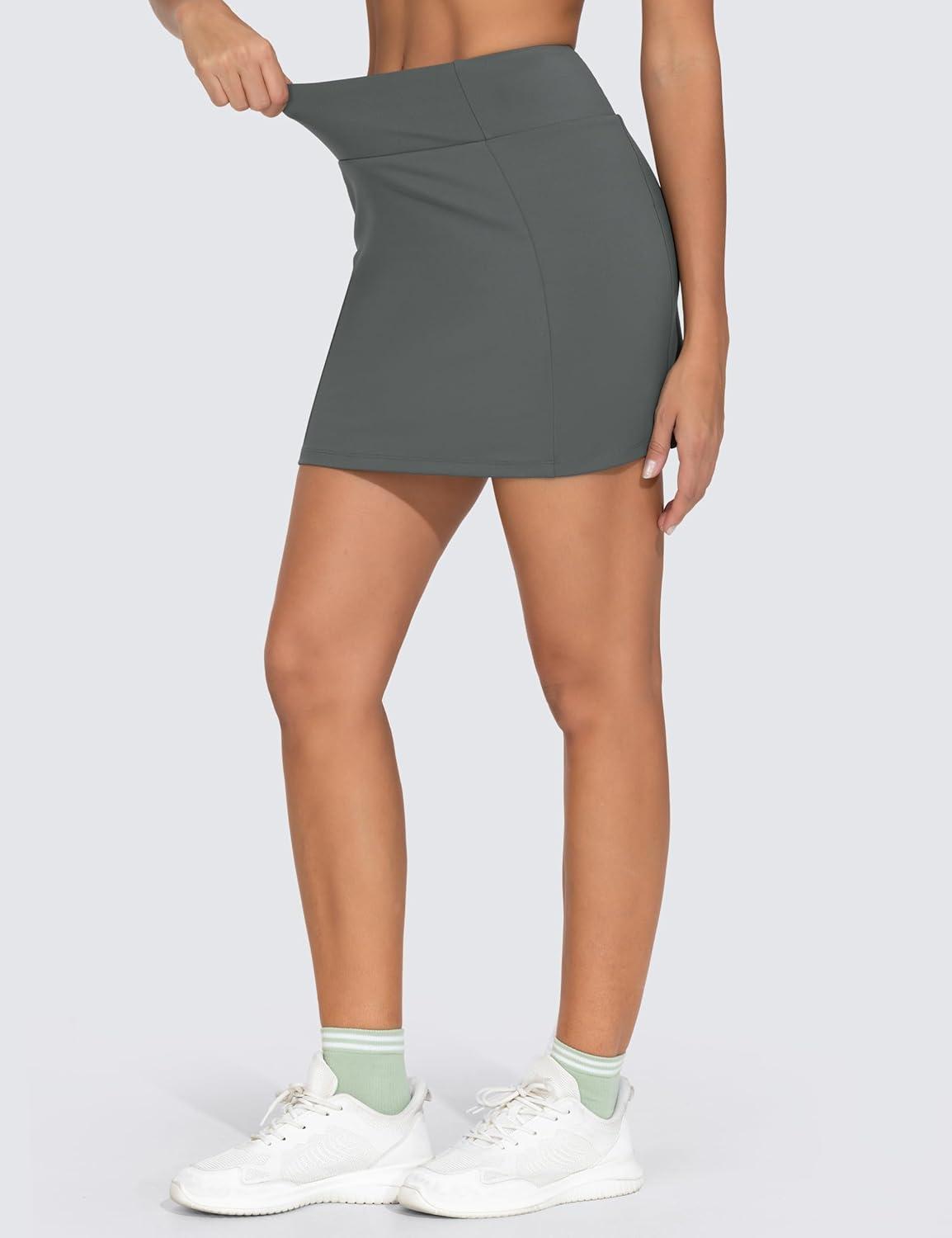imageTHE GYM PEOPLE Womens High Waisted Golf Skorts Tennis Mini Athletic Active Skirts Builtin Shorts with 3 PocketsDark Grey