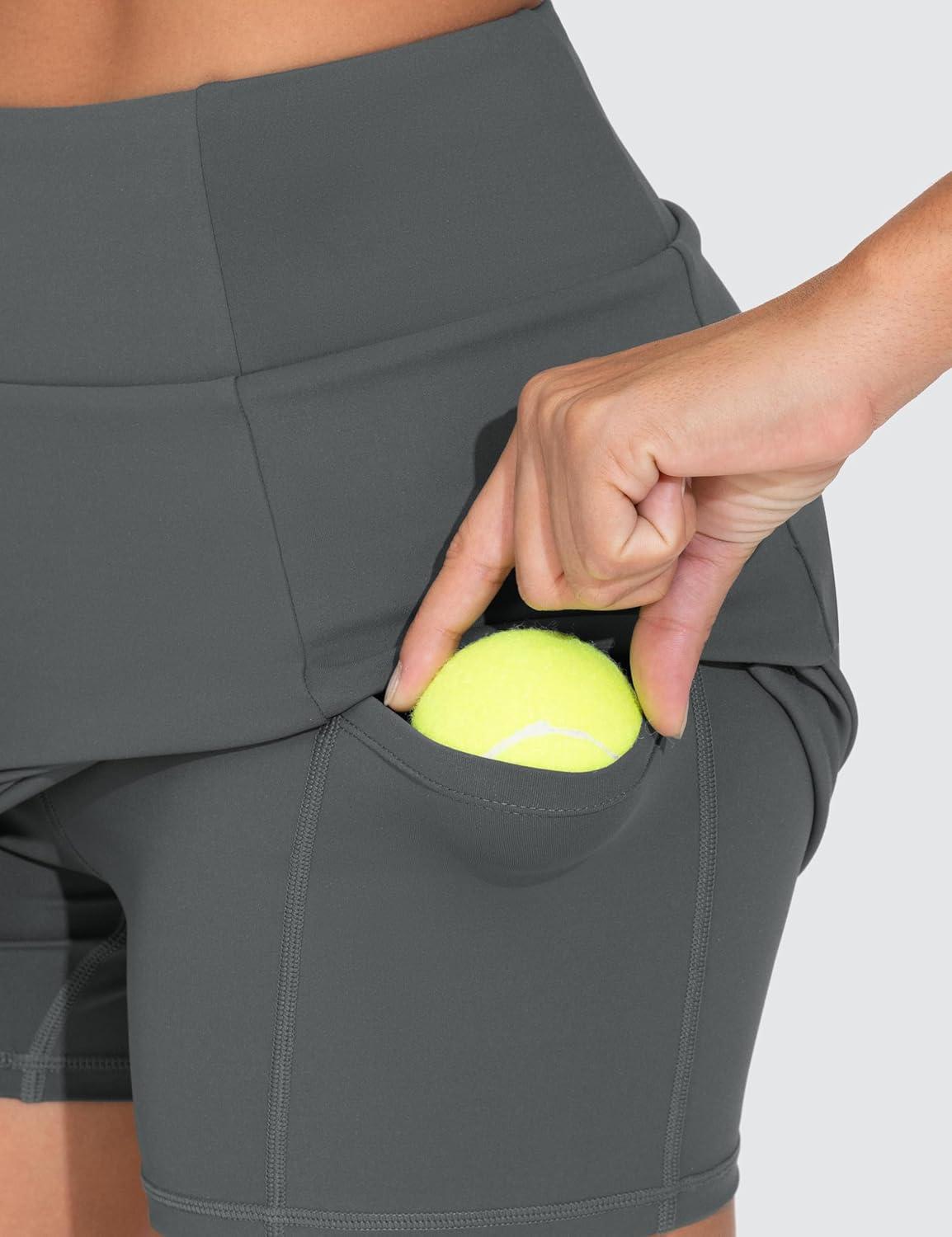 imageTHE GYM PEOPLE Womens High Waisted Golf Skorts Tennis Mini Athletic Active Skirts Builtin Shorts with 3 PocketsDark Grey