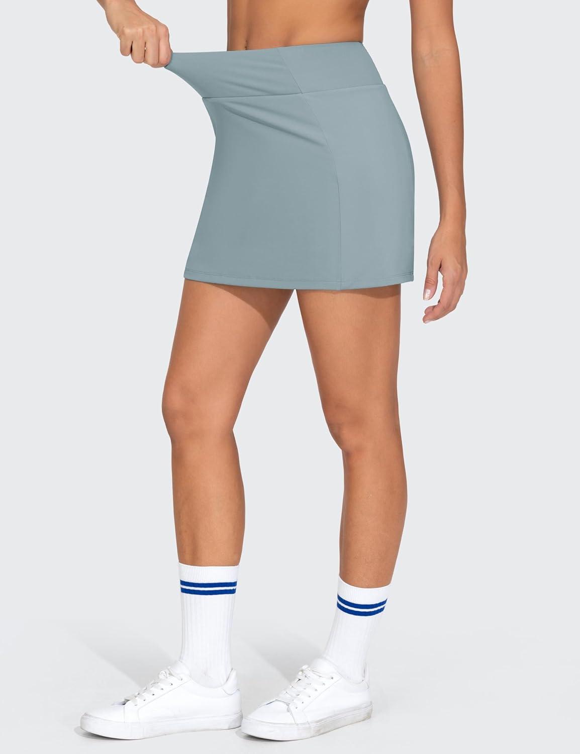 imageTHE GYM PEOPLE Womens High Waisted Golf Skorts Tennis Mini Athletic Active Skirts Builtin Shorts with 3 PocketsDenim Blue
