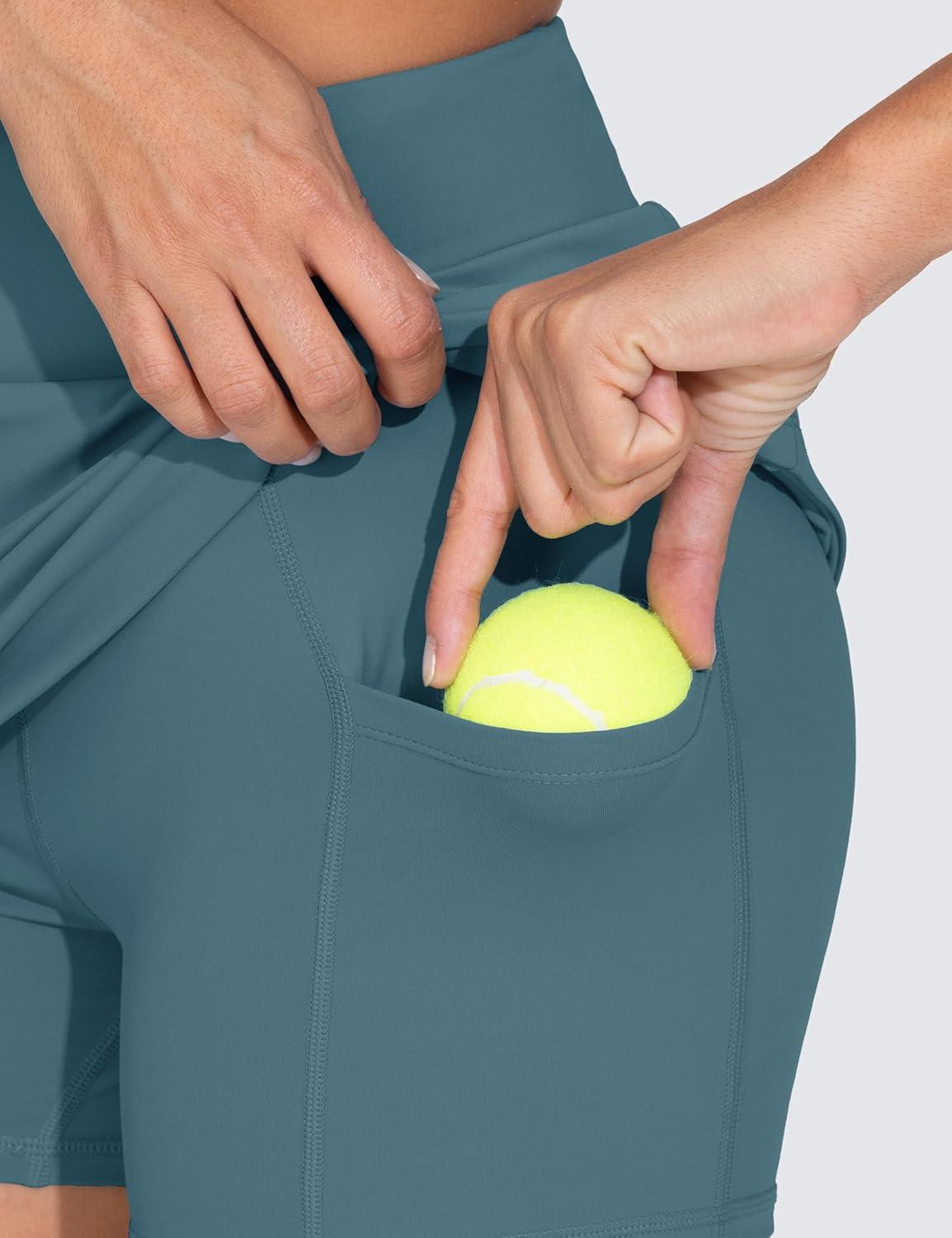 imageTHE GYM PEOPLE Womens High Waisted Golf Skorts Tennis Mini Athletic Active Skirts Builtin Shorts with 3 PocketsGreen Blue