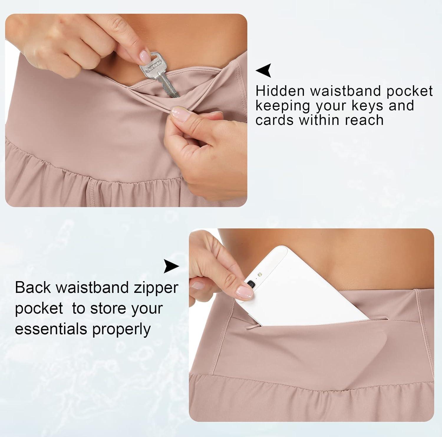 imageTHE GYM PEOPLE Womens High Waisted Running Shorts Quick Dry Athletic Workout Shorts with Mesh Liner Zipper PocketsSoft Pink